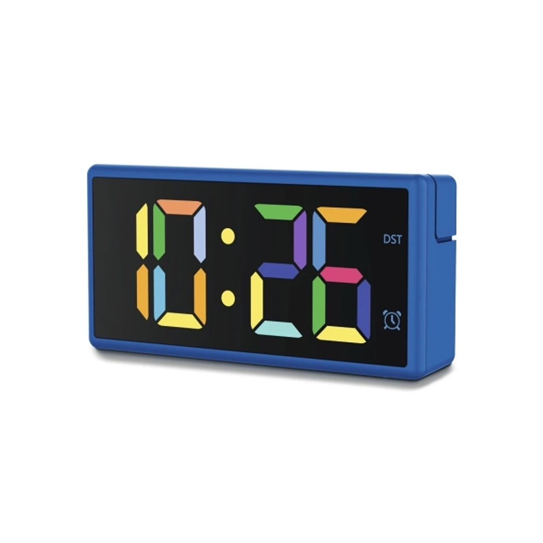 Hama Ibiza Reloj Despertador Digital - Pantalla Multicolor - Funcion de Carga USB-A - Funcion de Repeticion de Alarma - 15x3.5x7.5cm - Color Azul 1