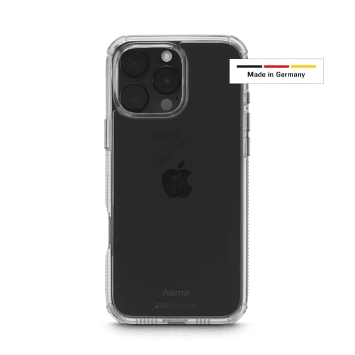 Hama Extreme Protect Funda para iPhone 16 Pro Max - Antideslizante - Policarbonato - Proteccion D3O - Bordes Elevados - Color Transparente 1