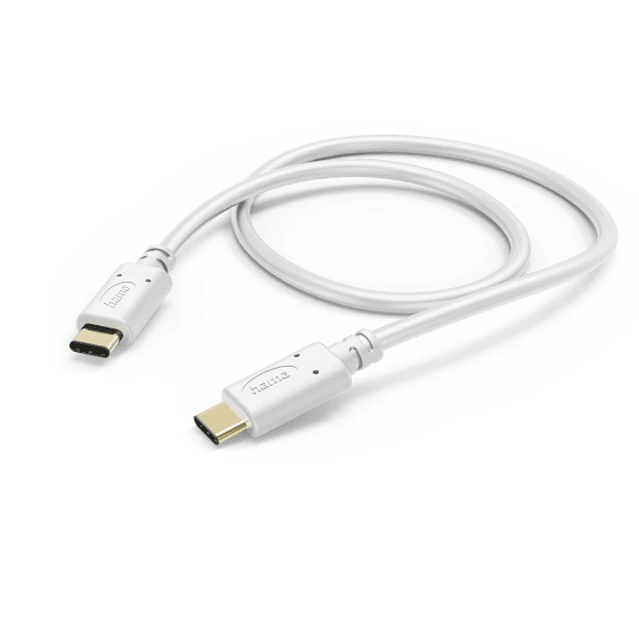 Hama Cable USB-C Macho - Potencia Maxima 60W - Longitud 1.5m - Velocidad hasta 480Mbps - Chapado en Oro - Color Blanco 1