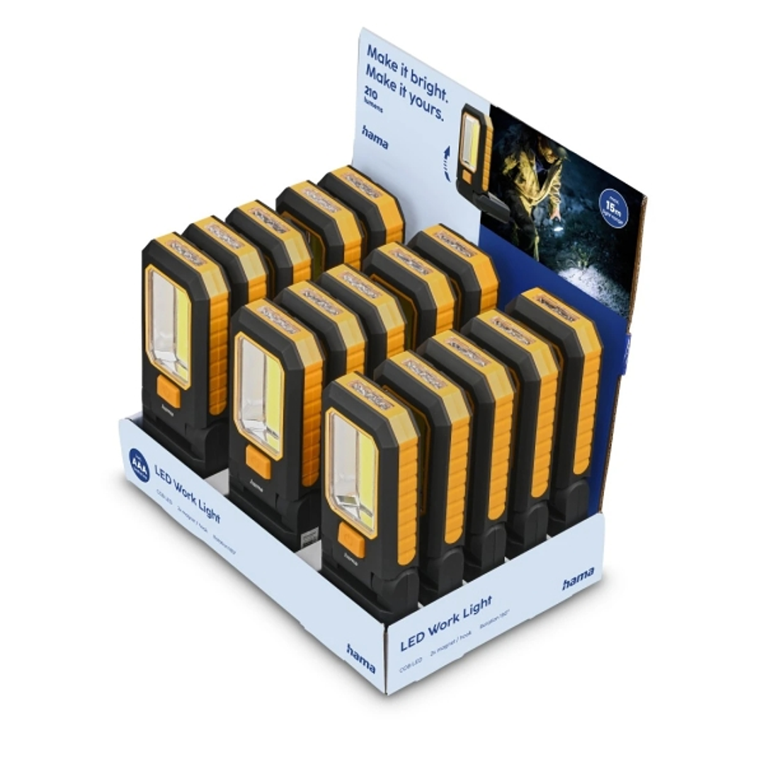 Hama W210 Lampara LED de Trabajo - Iman - Gancho Desplegable - Cabezal 180º - Color Negro y Amarillo 1