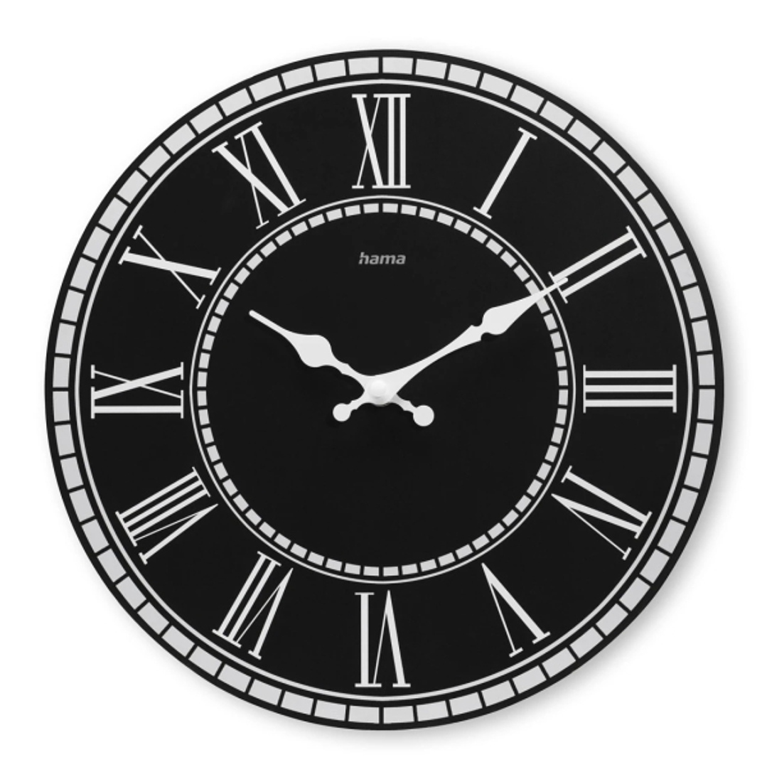 Hama Rab Reloj de Pared Analogico - Cuarzo - Silencioso - MDF - Funciona con 1 Pila AA - 30x2cm - Color Negro 1