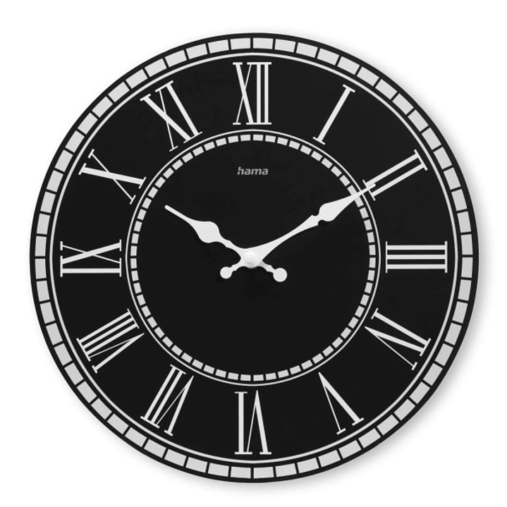 Hama Rab Reloj de Pared Analogico - Cuarzo - Silencioso - MDF - Funciona con 1 Pila AA - 30x2cm - Color Negro 1