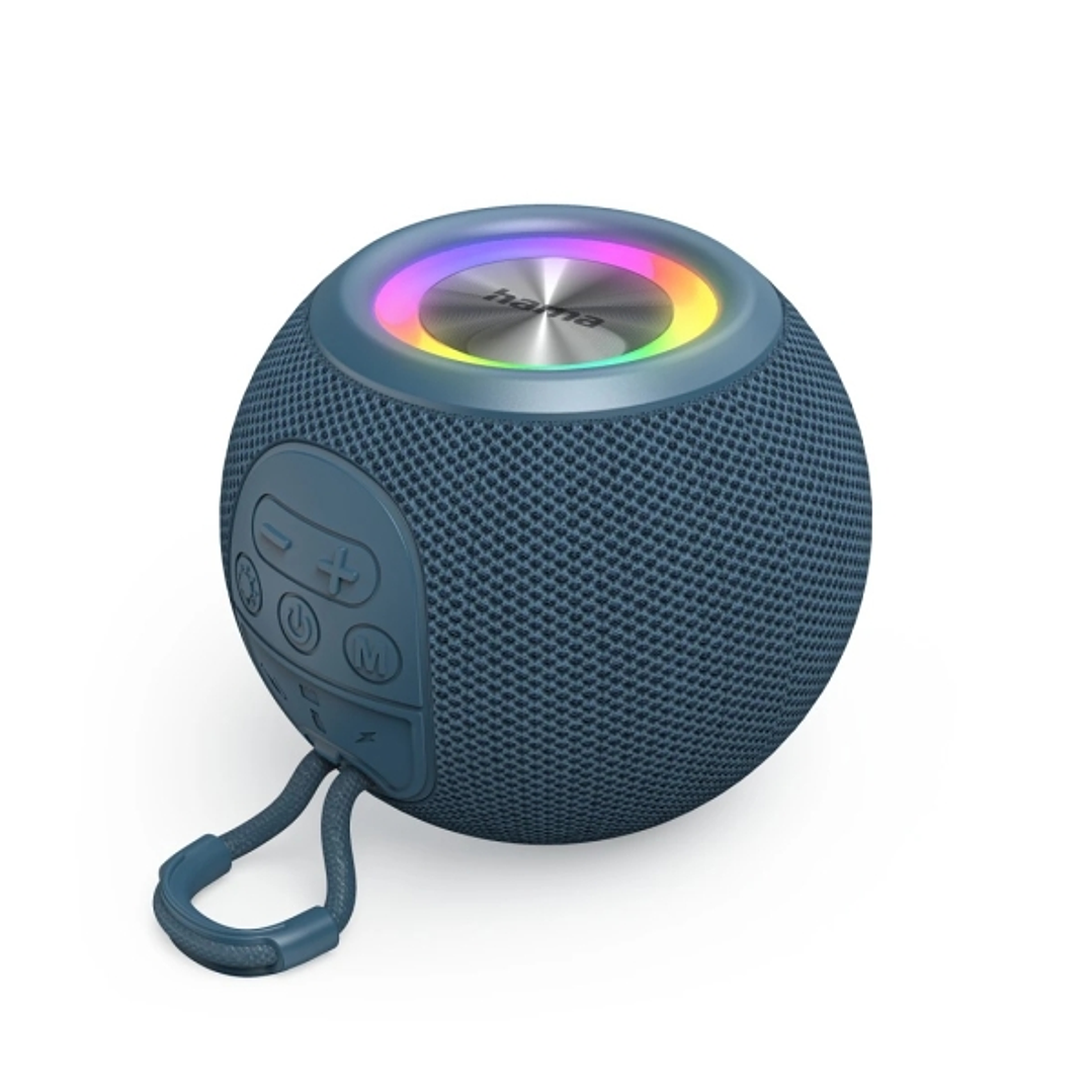 Hama Altavoz Portatil - Potencia 5W - Bluetooth - Jack 3.5mm - USB-C - Bateria 1200mAh - Admite MicroSD - Luz LED - Rango 10m - 11.1x11.1x8.7cm - Colo 1