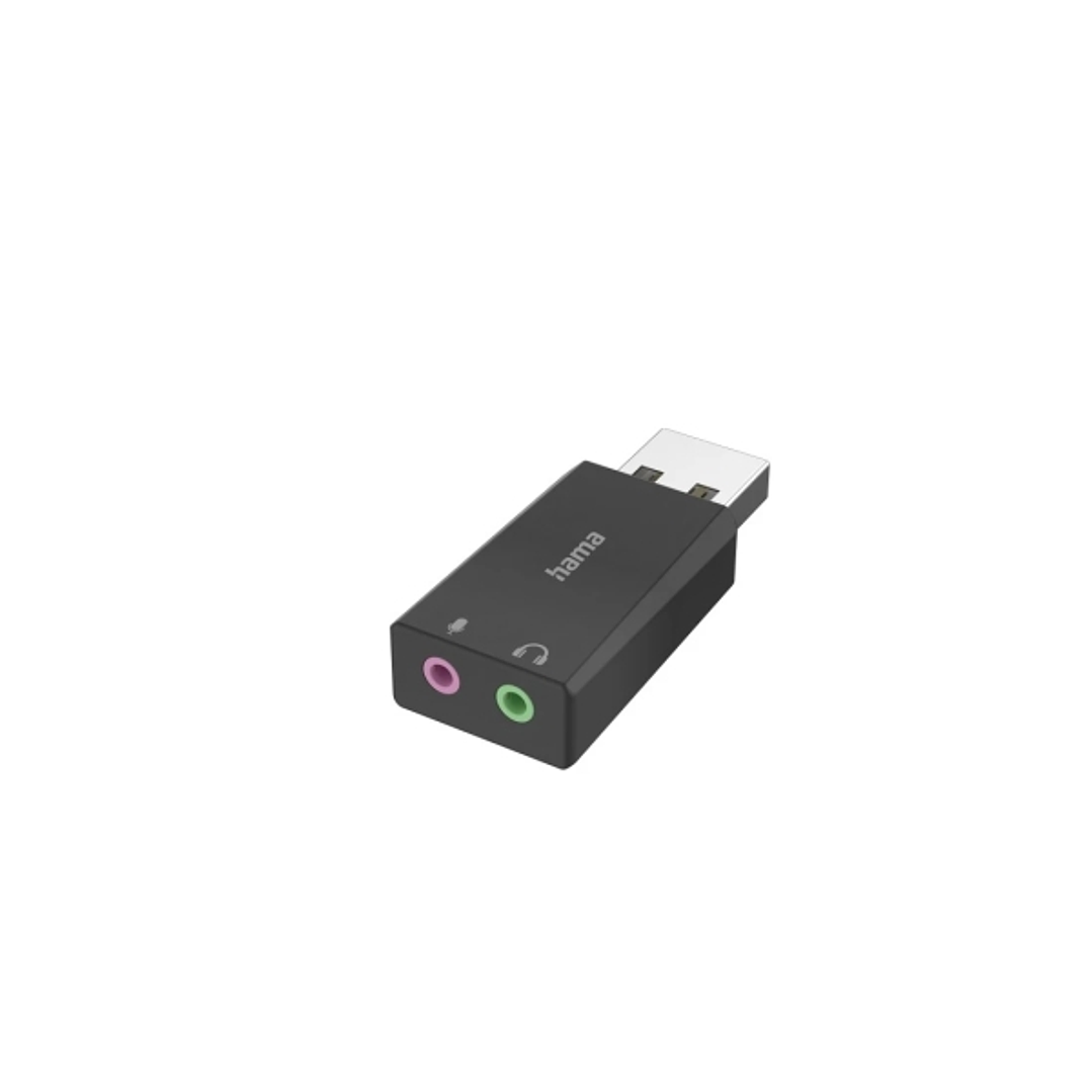 Hama Essential Adaptador de Audio - USB-A Macho - Jack 3.5 Hembra x2 - Estereo - Color Negro 1