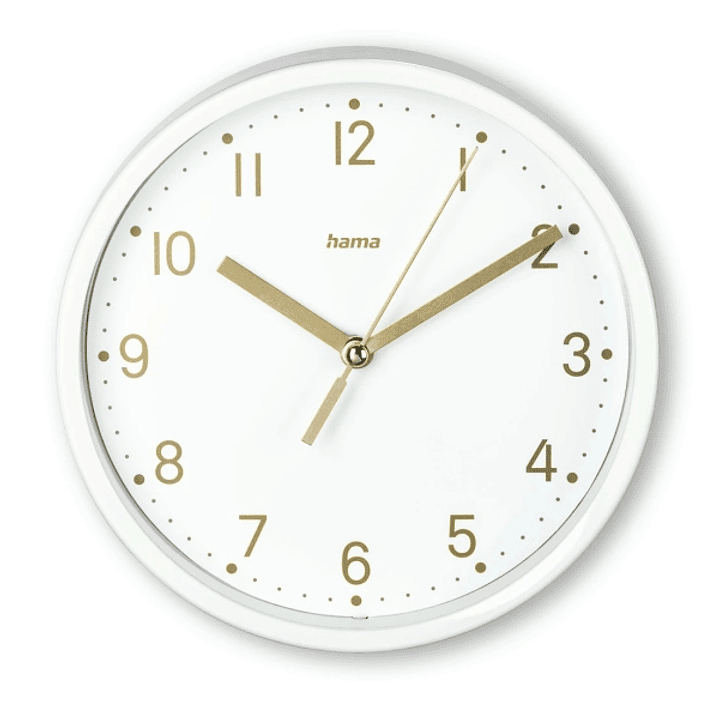 Hama Madeira Reloj de Sobremesa Analogico - Silencioso - Funciona con 1 Pila AA - 16x4.5cm - Color Blanco 1