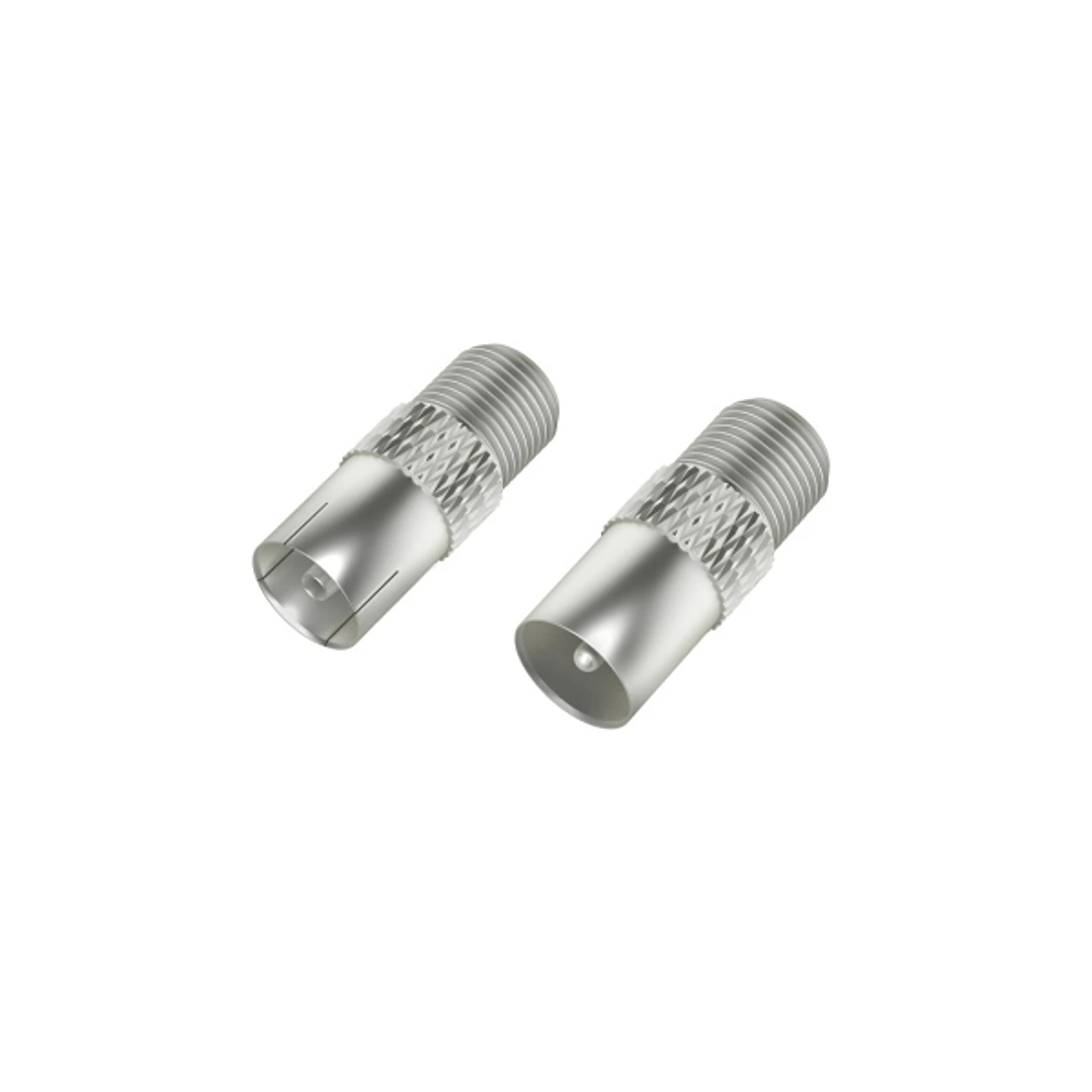 Hama Essential Set de Adaptadores para Cable de Antena - Coaxial Hembra a F Hembra - Coaxial Macho a F Hembra - Color Plata 1