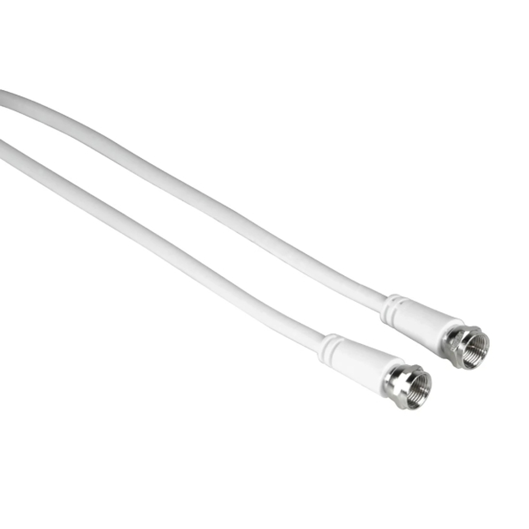 Hama Entry Cable Coaxial de Antena - Longitud 5m - Conector F Macho - Doble Blindaje - Apantallamiento 75dB - Impedancia 75Ohm - Color Blanco 1
