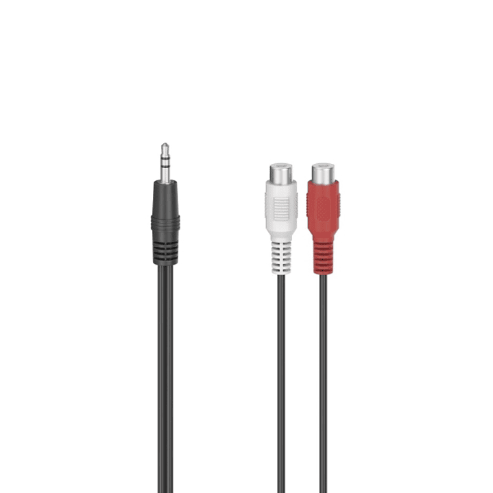 Hama Essential Cable de Audio - 2x RCA Hembra - Jack 3.5mm Macho - Longitud 10cm - Estereo - Color Negro 1