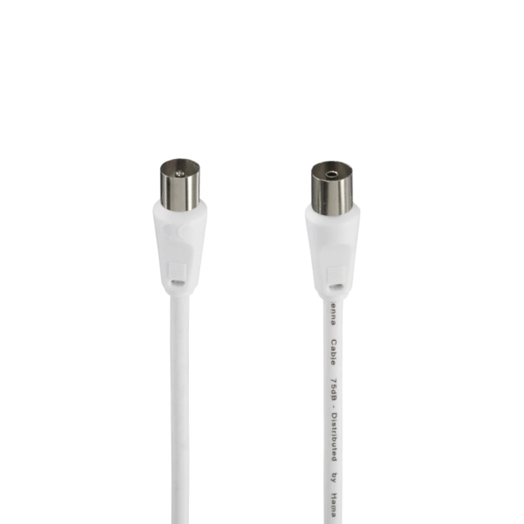 Hama Cable Coaxial de Antena Macho/Hembra - Longitud 10m - Doble Blindaje - Apantallamiento 75dB - Impedancia 75Ohm - Color Blanco 1