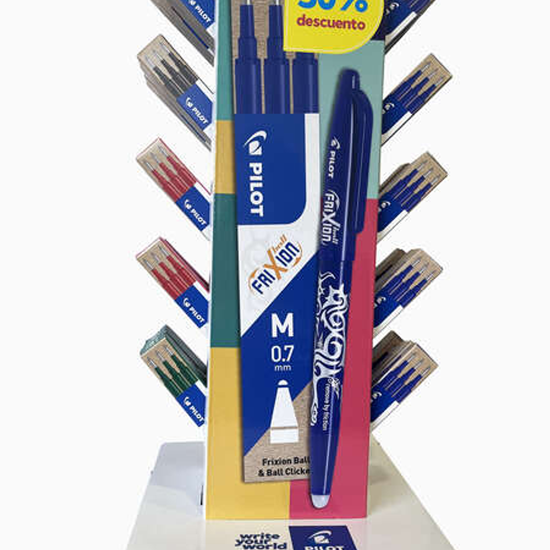 Pilot Expositor de 60 Packs de 3 Recambios para Frixion Ball / Frixion Clicker - Tinta Gel Borrable - Punta de Bola 0.7mm - Trazo 0.4mm - Colores Surt 1