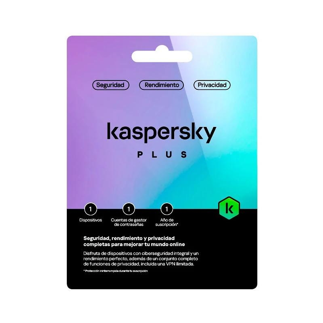 Kaspersky Plus  1L/1A+ regalo tarj.Monedero 1