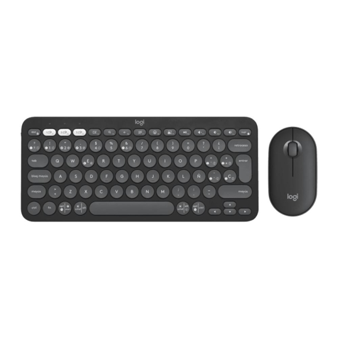 Logitech Pebble 2 Combo Pack Inalambrico Teclado + Raton - RF y Bluetooth - Teclas de Tijera Silenciosas - Easy Switch hasta 3 Dispositivos - Raton Op 1