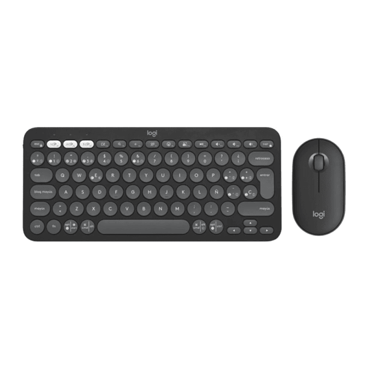 Logitech Pebble 2 Combo Pack Inalambrico Teclado + Raton - RF y Bluetooth - Teclas de Tijera Silenciosas - Easy Switch hasta 3 Dispositivos - Raton Op 1