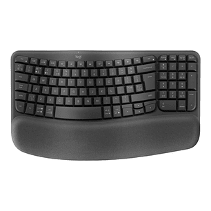 Logitech Wave Keys for Business Teclado Ergonomico Inalambrico - Diseño Ondulado con Reposamanos Acolchado  Conectividad Logi Bolt y Bluetooth  Bate