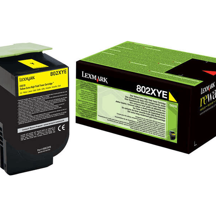 Lexmark CX510 Amarillo Cartucho de Toner Original - 80C2XY0/80C2XYE/80C0X40/802XY 1