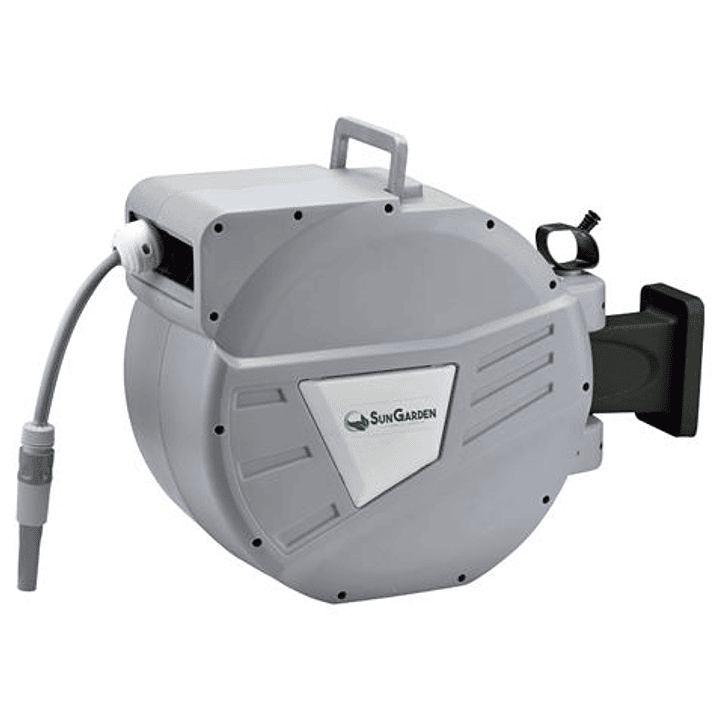 Sungarden SG0166 Manguera 30 Metros - Recogedor Automatico con Guia - Funcion de Retraccion Lenta - Soporte Para Instalacion en Pared - Giro 180 - Col 1