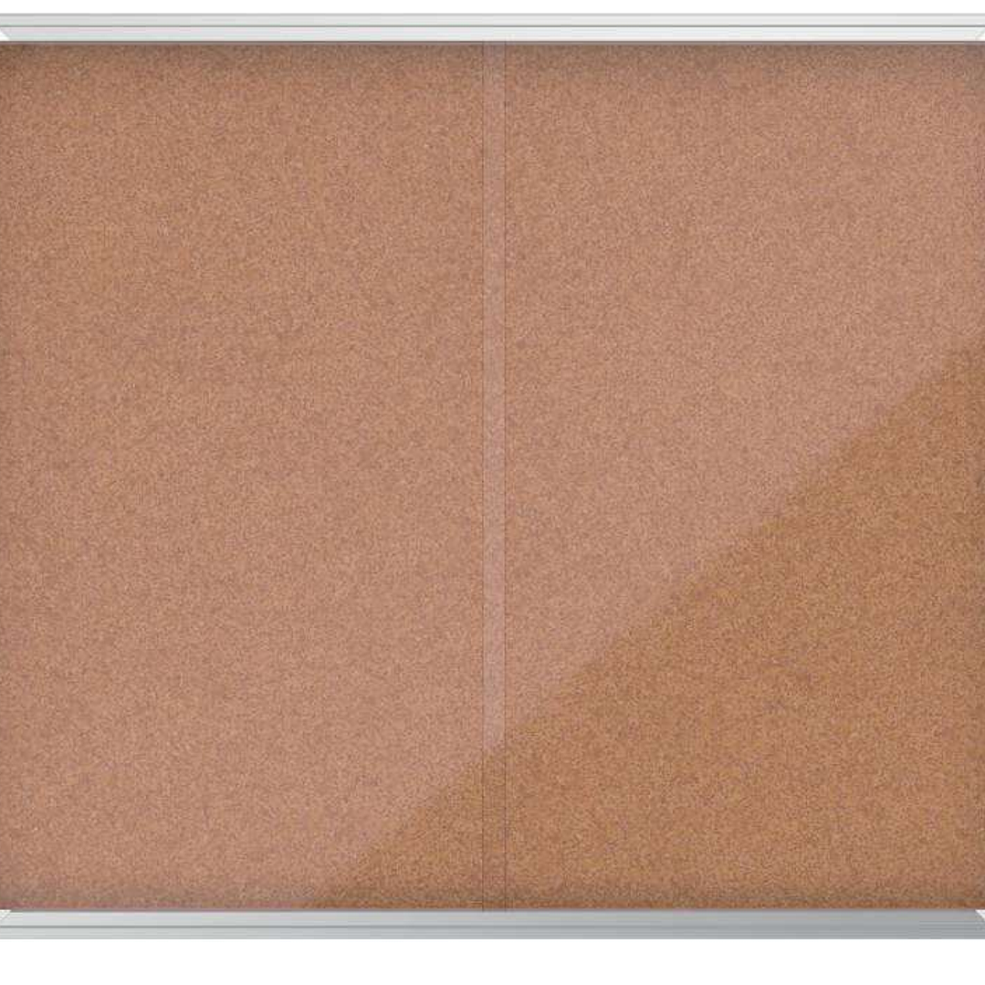 Nobo Premium Plus Vitrina de Puerta Corredera con Fondo de Corcho 15xA4 - Cerradura de Esquina Integrada - Superficie Autorreparable - Natural 1