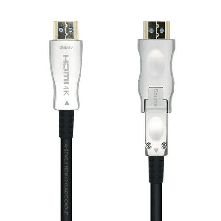 Aisens Cable HDMI V2.0 AOC (Active Optical Cable) Desmontable Premium Alta Velocidad / HEC 4K@60Hz 4:4:4 18Gbps - A/M-D/A/M - 40m - Color Negro 1