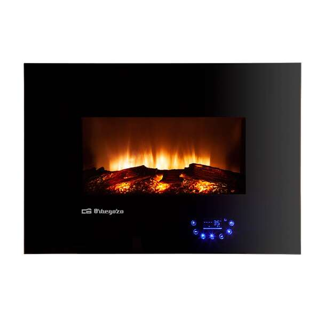 Orbegozo 8000 Chimenea Electrica Efecto Fuego Real - Potencia 1800W - Panel de Control Tactil - 5 Niveles de Intensidad de Llama - Programacion Semana 1