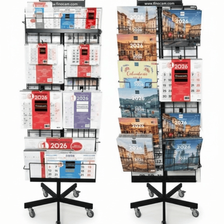 Finocam Pack de 248 Calendarios Surtidos para Expositor de Pie Metalico en Catalan - Anual 2026 - Color Surtidos 1