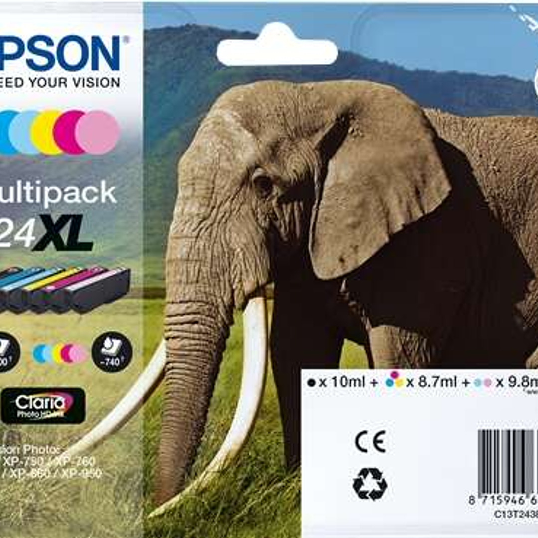 Epson T2438 (24XL) Pack de 6 Cartuchos de Tinta Originales - C13T24384011 1