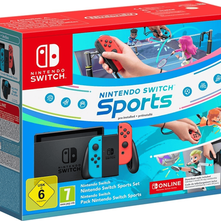 Nintendo Switch Consola + Nintendo Switch Sports + NSO 12 Meses 1
