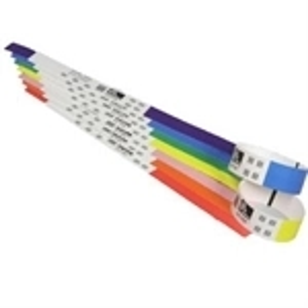 Zebra Z-Band Pack de 6 Rollos de 200 Pulseras Adhesivas Blancas y Borde Rojo 25x279mm 1