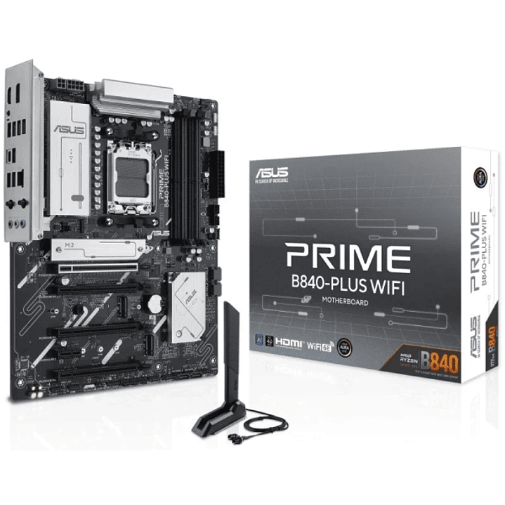 Asus Prime B840-PLUS WIFI Placa Base AM5 -WiFi, Bluetooth, 4x DDR5, 3x M2, 4x Sata III, PCIe 3.0, 4.0, USB 2.0, 3.2, USB-C, RJ-45, HDMI, DisplayPort - 1