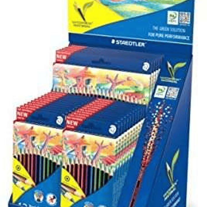 Staedtler Noris Colour 185 Expositor con 20 Estuches de 12 Lapices de Colores + 5 Estuches de 24 Lapices de Colores - Diseño Hexagonal - Colores Surti 1