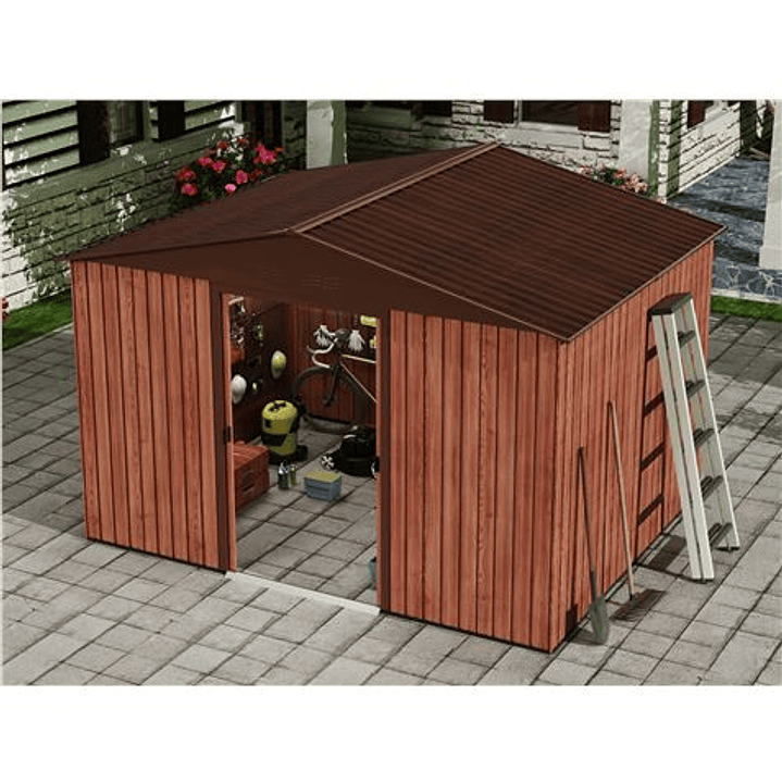 Sungarden Caseta de Metal - Puerta Corredera - 7.4M2 - Color Madera 1