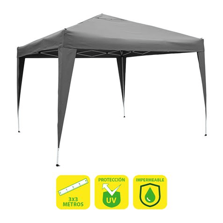 Sungarden Carpa Plegable Acero 3x3m Gris - Color Blanco 1