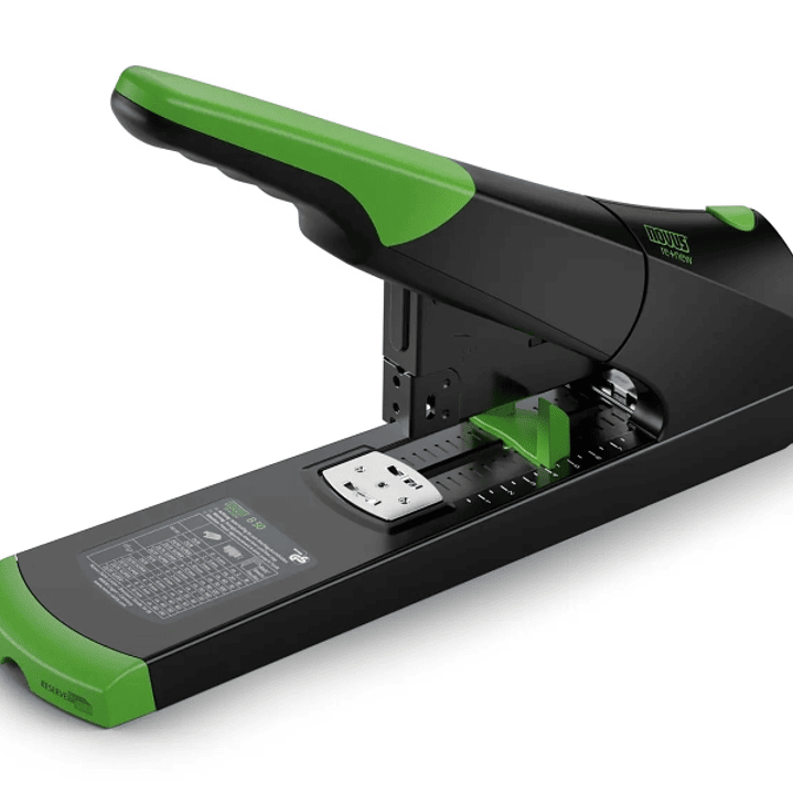 Novus B 50 re+new Grapadora de Gruesos - Fabricada con Plastico Reciclado - Hasta 140 Hojas - Grapado Cerrado con Sistema Bypass - Color Negro/Verde 1