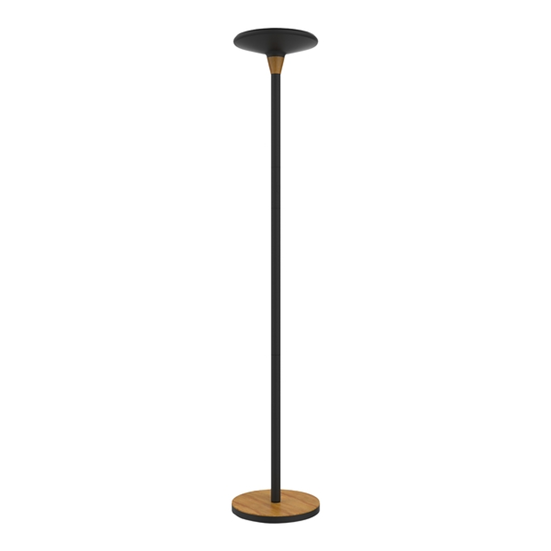 Unilux Baly Bamboo Lampara de Pie LED - Atenuador Tactil de 3 Intensidades - Luz Calida - Fabricada en Bambu y Acero - Base Resistente - Color Negro 1