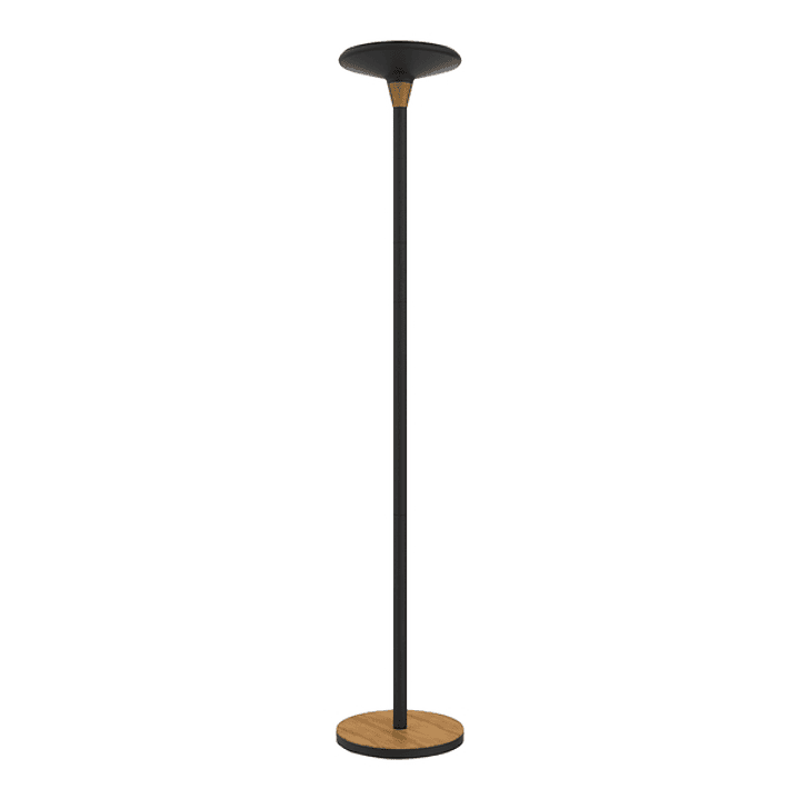 Unilux Baly Bamboo Lampara de Pie LED - Atenuador Tactil de 3 Intensidades - Luz Calida - Fabricada en Bambu y Acero - Base Resistente - Color Negro 1