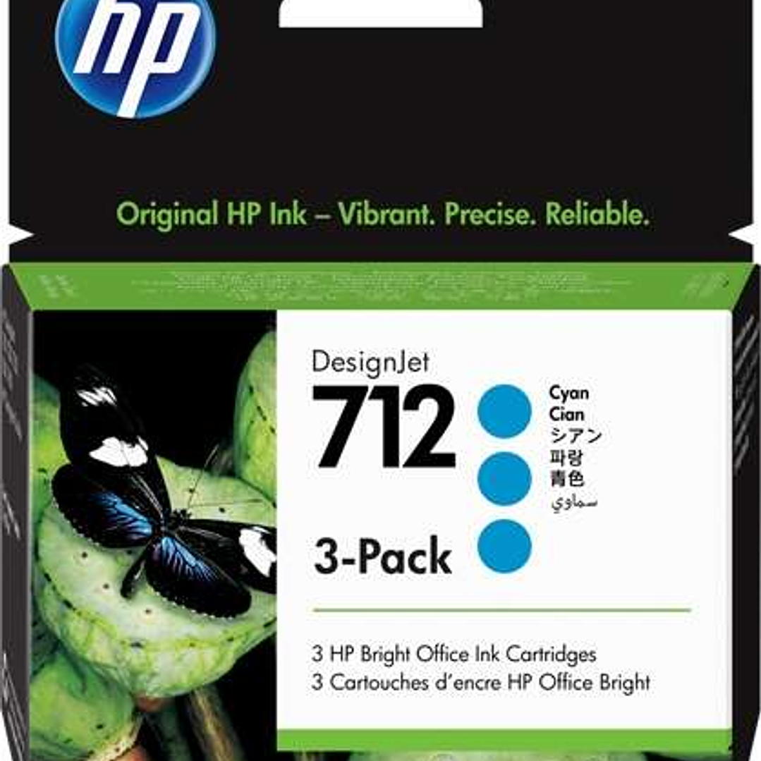 HP 712 Cyan Pack de 3 Cartuchos de Tinta Originales - 3ED77A 1