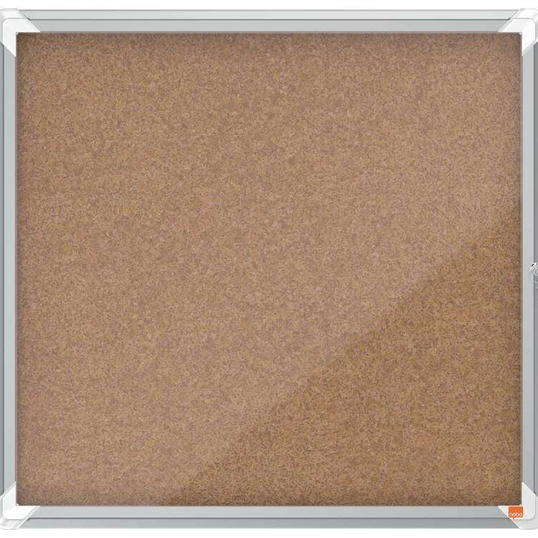 Nobo Vitrina para 6 Hojas A4 con Superficie de Corcho - 752x692x37mm - Puerta de Cristal de Seguridad - Marco de Aluminio - Color Natural 1