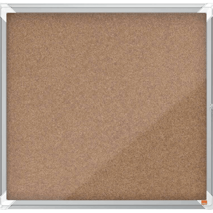 Nobo Vitrina para 6 Hojas A4 con Superficie de Corcho - 752x692x37mm - Puerta de Cristal de Seguridad - Marco de Aluminio - Color Natural 1