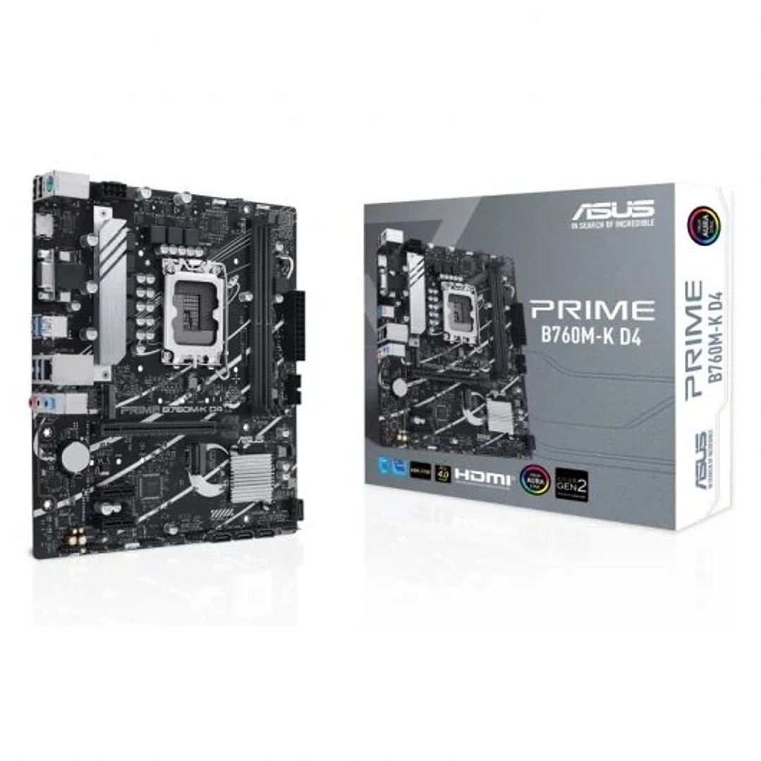 Asus Prime B760M-K D4 Placa Base Intel 1700 2x DDR4 - HDMI, VGA, M.2, PCIe 4.0, 4x Sata III, USB 3.2, Aura Sync, MicroATX 1