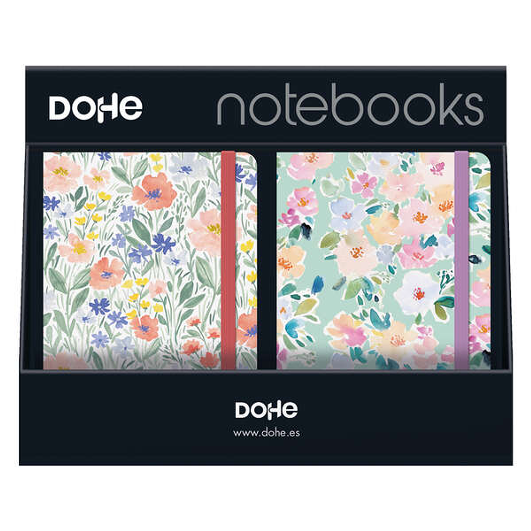 Dohe Expositor con 12 Notebooks A5 12x17cm - Incluye 3x Sunflower, 3x Kitty, 3x Summer y 3x Garden - Ideal para Tomar Notas, Dibujar o Planificar 1