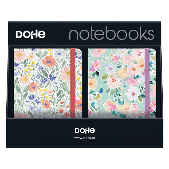 Dohe Expositor con 12 Notebooks A5 12x17cm - Incluye 3x Sunflower, 3x Kitty, 3x Summer y 3x Garden - Ideal para Tomar Notas, Dibujar o Planificar 1