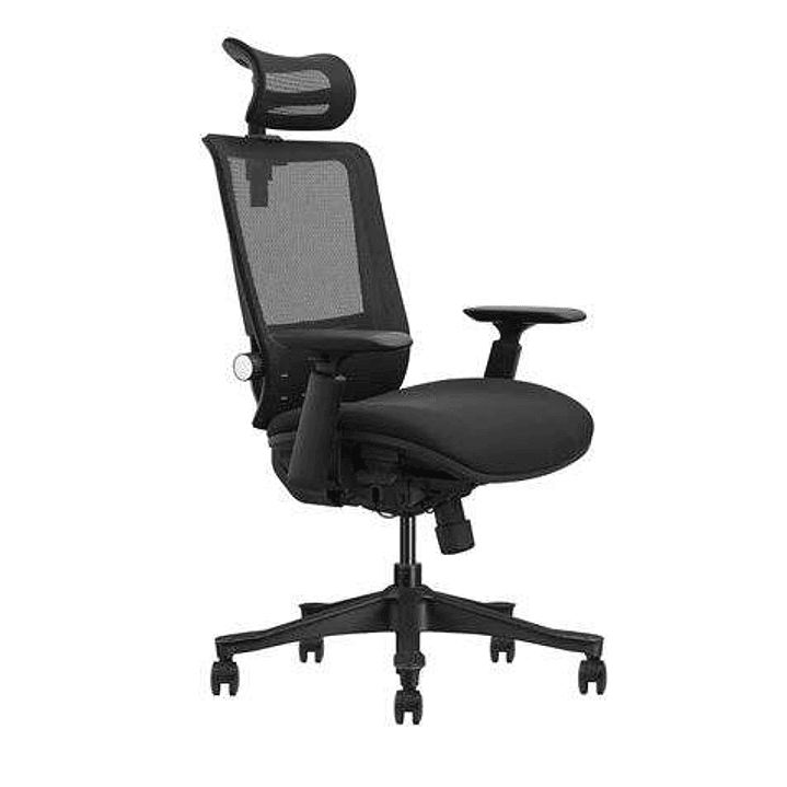 Cromad Senior SE1100 Silla de Oficina - Altura y Profundidad de Asiento Ajustable - Reposacabezas, Reposabrazos 3D y Soporte Lumbar Ajustables - Rueda 1