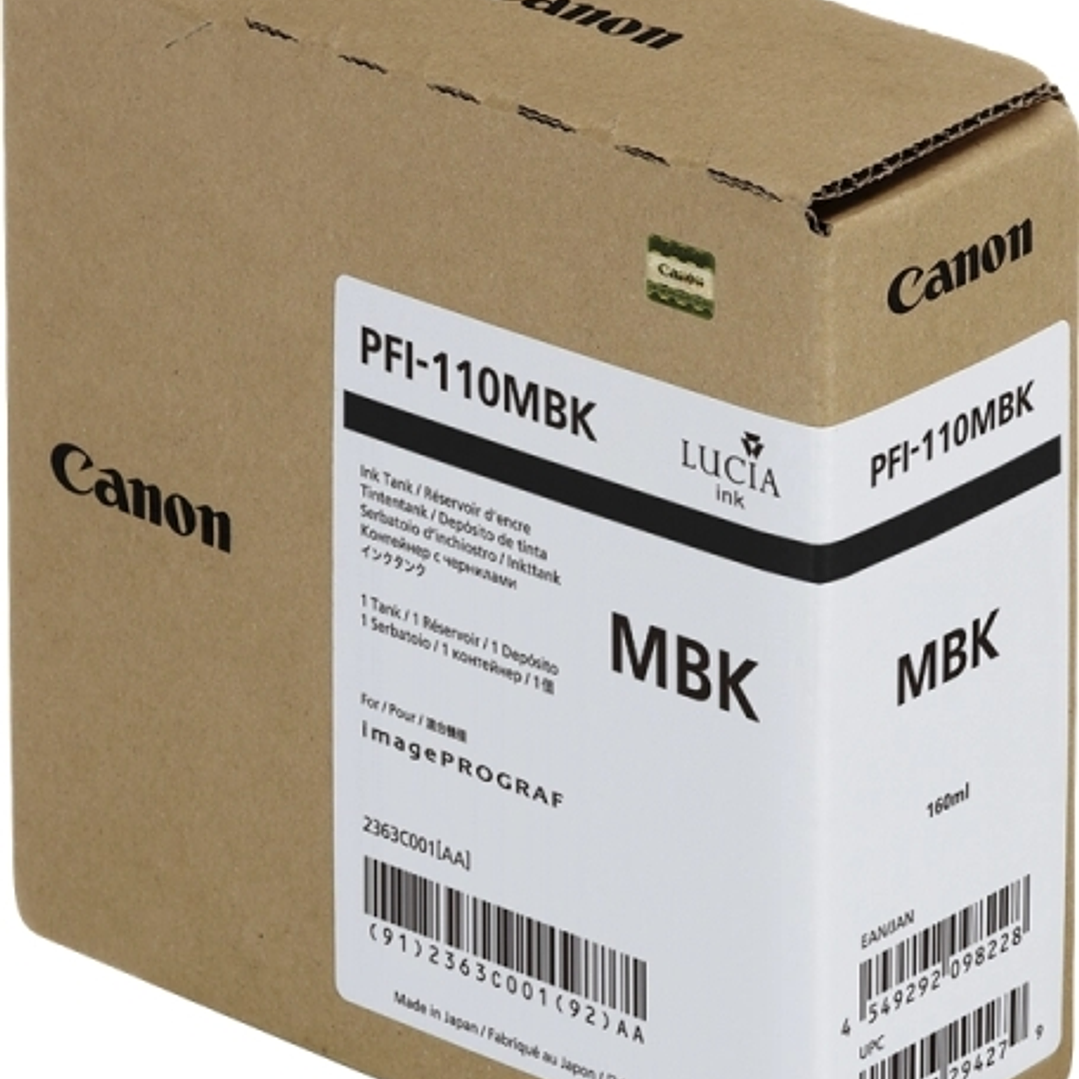Canon PFI110 Negro Mate Cartucho de Tinta Original - 2363C001 1