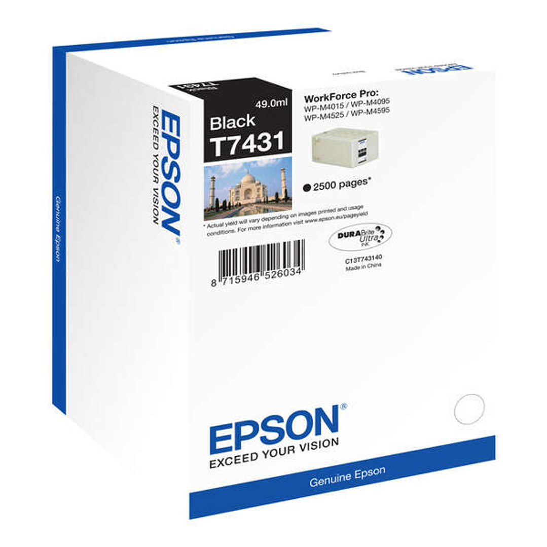 Epson T7431 Negro Cartucho de Tinta Original - C13T74314010 1