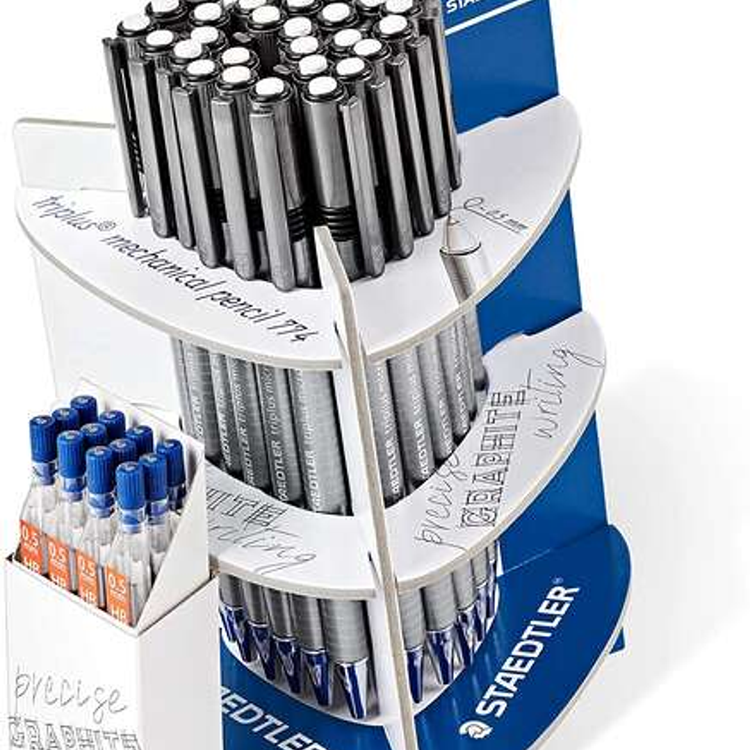 Staedtler Triplus Micro 774 Expositor con 30 Portaminas + 12 Tubos de Minas Mars Micro 250 05-HB 1