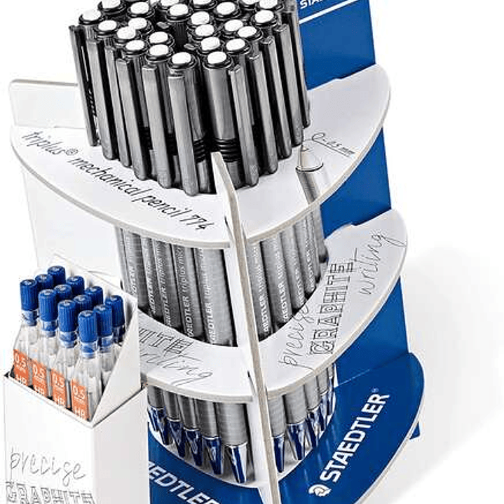 Staedtler Triplus Micro 774 Expositor con 30 Portaminas + 12 Tubos de Minas Mars Micro 250 05-HB 1