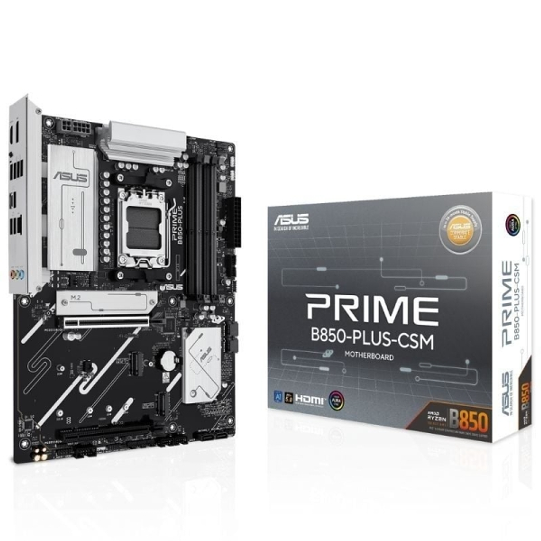 Asus Prime B850-Plus-CSM Placa Base AM5 - 4x DDR5, 3x M2, 4x Sata III, PCIe  4.0, 5.0 USB 2.0, 3.2, USB-C, RJ-45, HDMI, DisplayPort, ATX 1