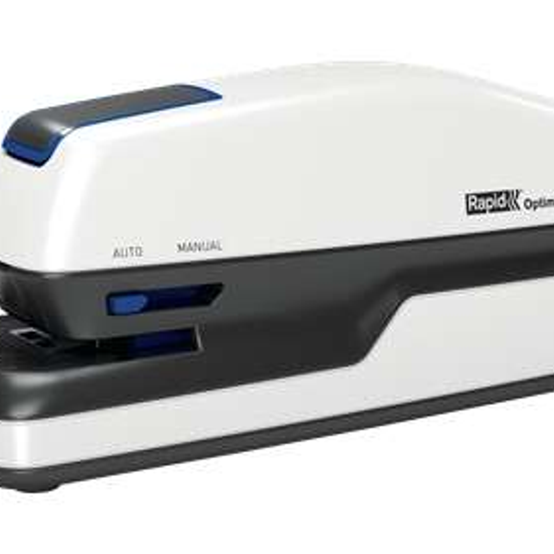 Rapid Optima GripE Grapadora Electrica de Sobremesa + Caja de 1000 Grapas - Hasta 20 Hojas - Utiliza Grapas Optima 56 - Color Gris/Negro 1