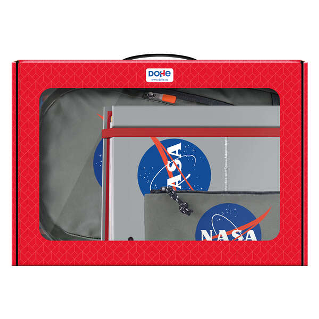 Dohe Pack Mochila, Carpeta y Portatodo Nasa grey - Maletin Regalo 365x515x105mm - Carpeta A4 Recambio, Mochila 3 Compartimentos Grande - Portatodo Tri 1
