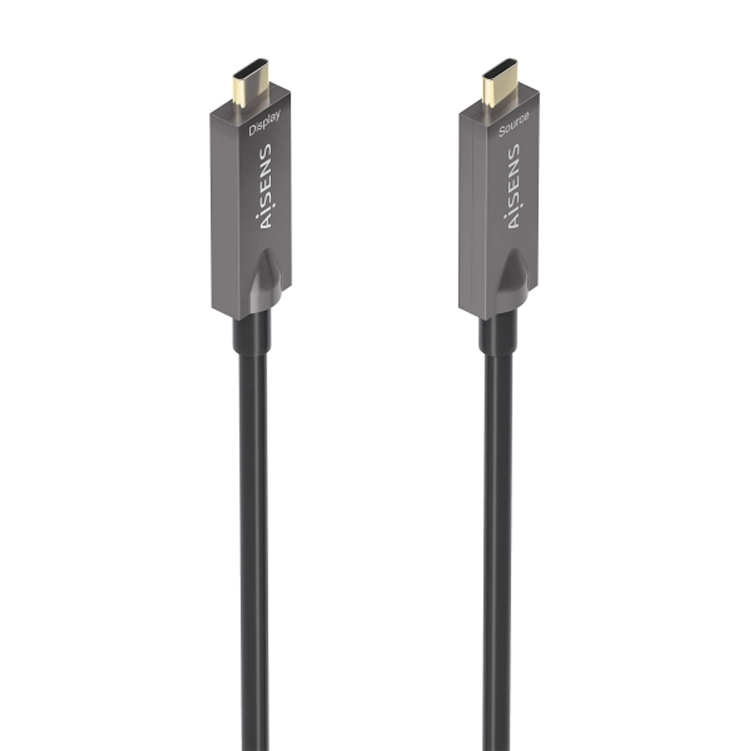 Aisens Cable USB 3.1 GEN2 10GBPS AOC 4K@60HZ 3A 60W E-MARKER - Tipo USB-C/M-USB-C/M - 15m - Color Negro 1