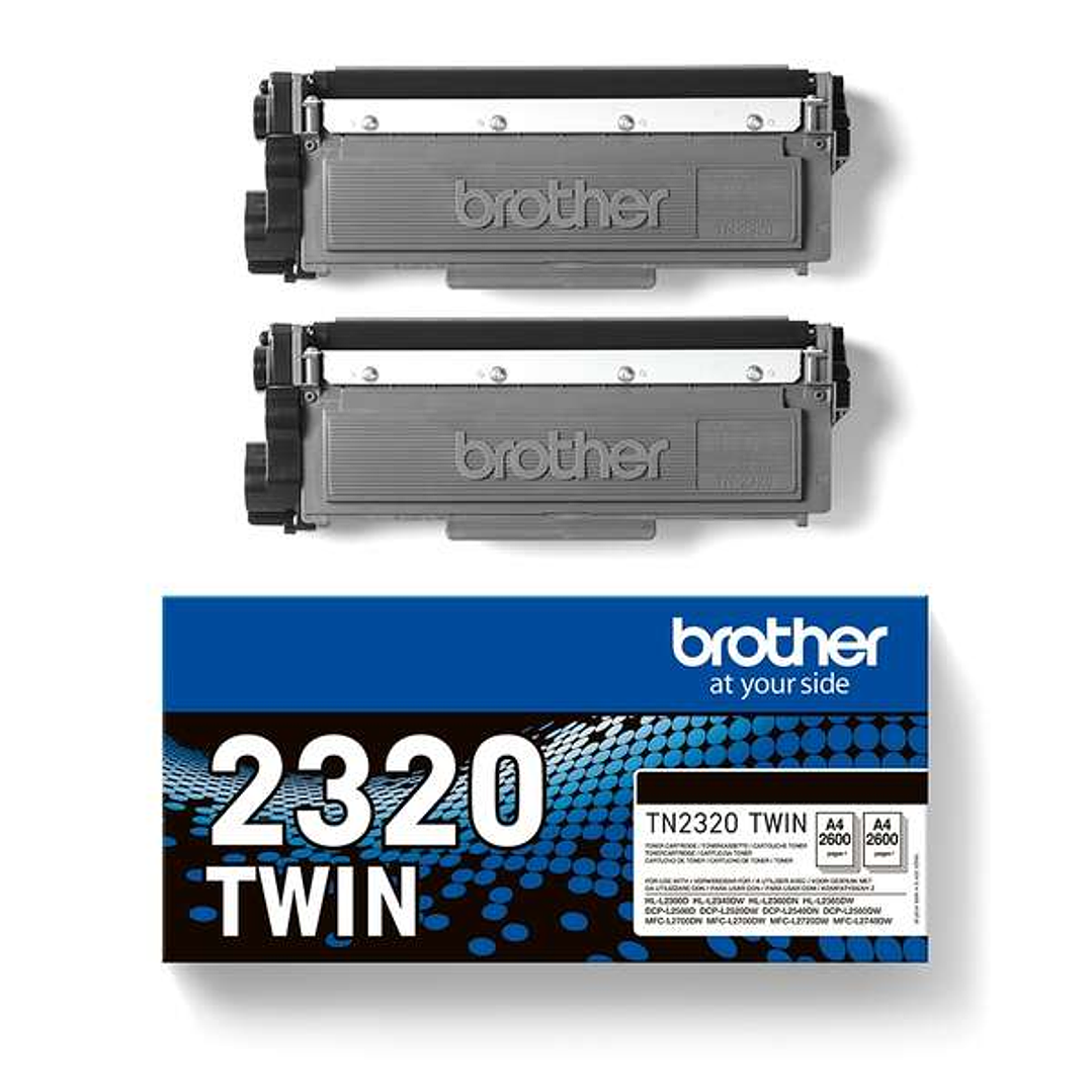 Brother TN2320 Negro Pack de 2 Cartuchos de Toner Originales - TN2320TWIN 1